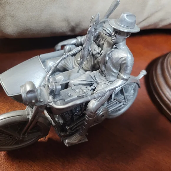 1992 Fine Pewter Harley Davidson Silver Motorcycle Sculpture #1919 Of 2,500 - Picture 7 of 9